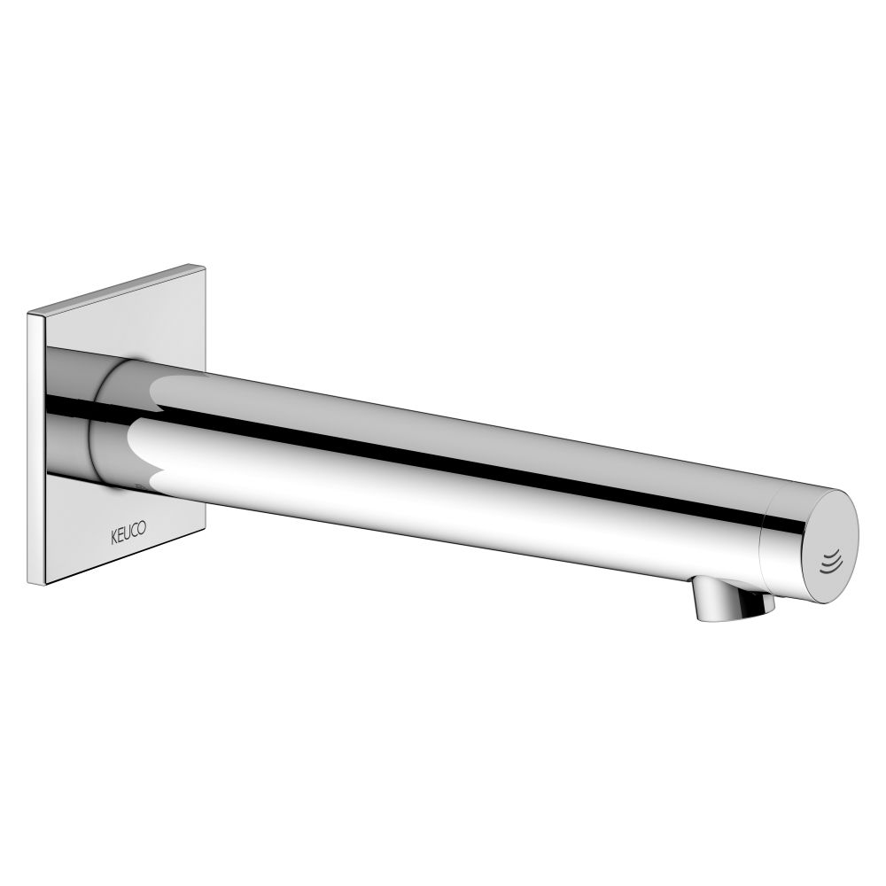 Keuco Ixmo Mitigeur électronique de lavabo encastré, alimentation secteur, montage mural UP, rosace carrée, portée 225 mm, chromé