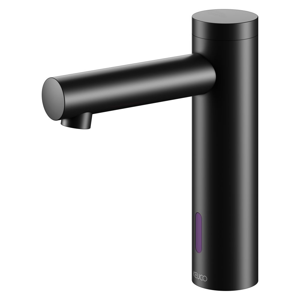Mitigeur électronique Keuco Ixmo pour lavabo 130, alimentation secteur, sans garniture d'évacuation, noir mat, 59512371100