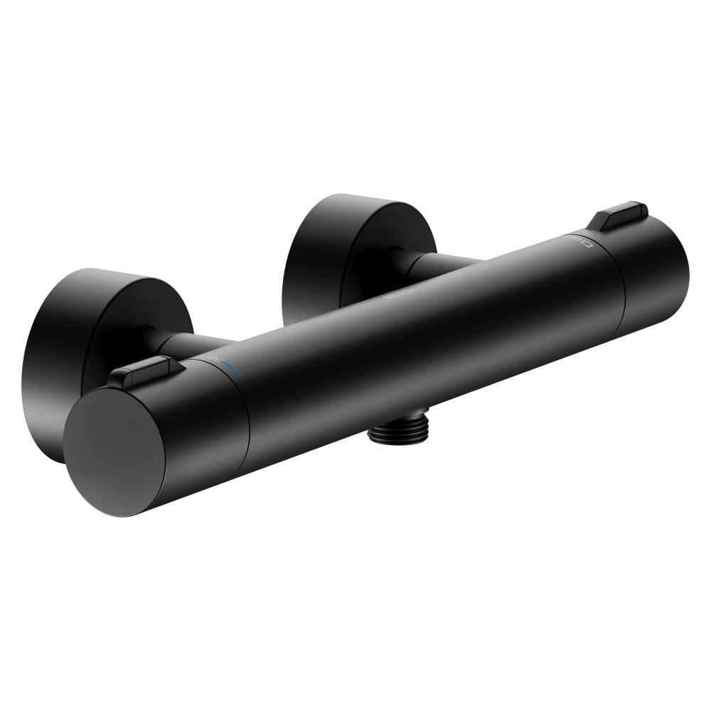 Keuco Plan Blue Mitigeur thermostatique de douche à poser, blocage de sécurité à 38 °C, G 1/2", noir mat, 53926371001