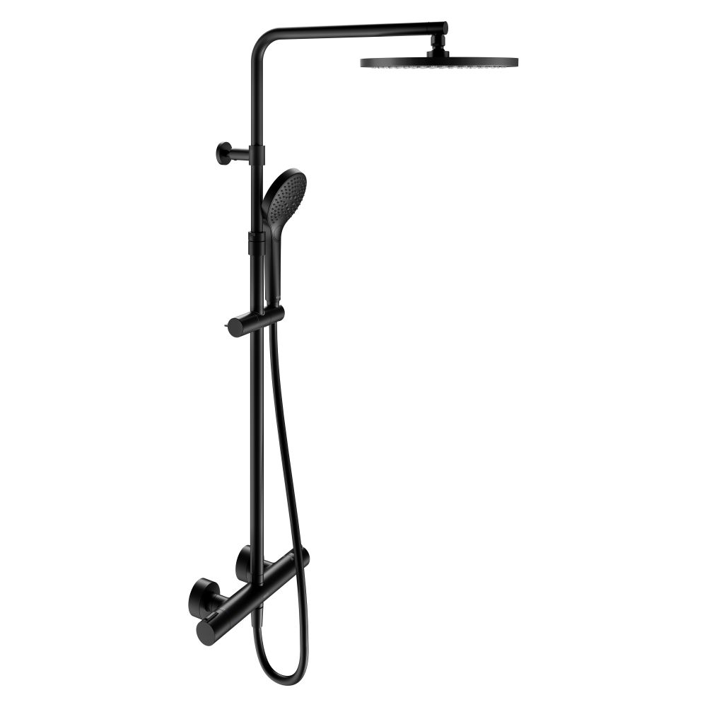 Keuco Plan Blue Mitigeur thermostatique de douche apparent avec pommeau fixe, filetage G 1/2", noir mat, 53926372321
