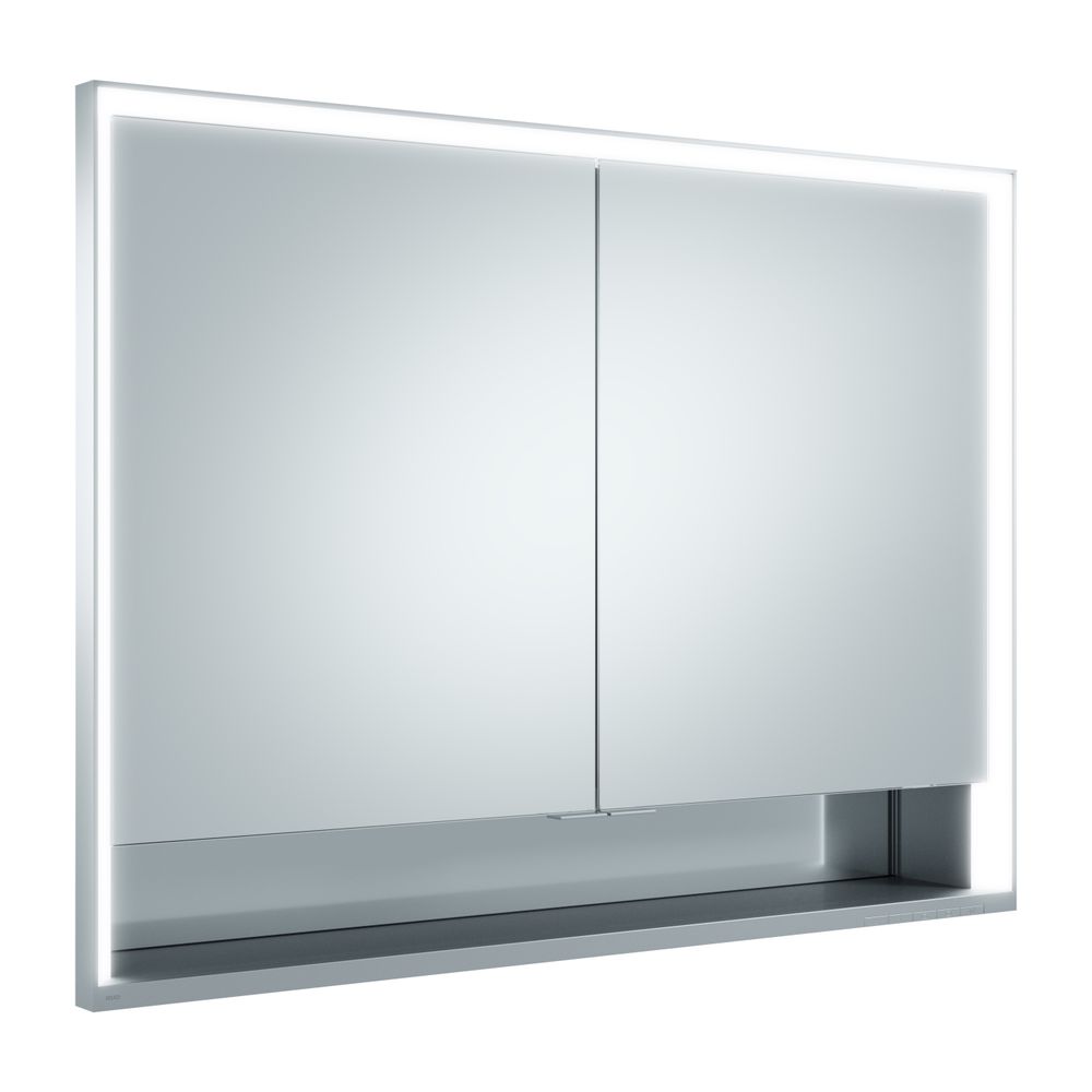 Keuco Royal Lumos Miroir-penderie encastré 2 portes courtes, avec chauffage du miroir, 1050x735x165 mm, argent anodisé