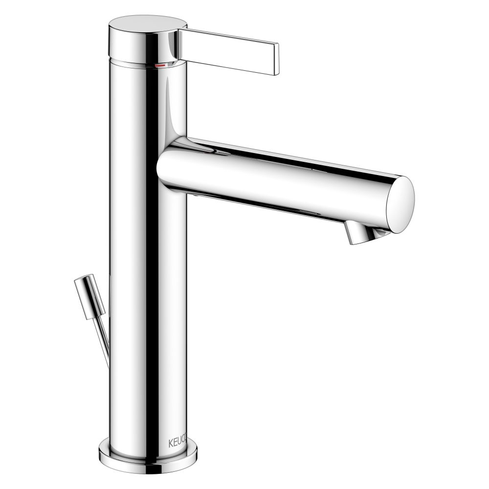 Mitigeur monocommande pour lavabo Ixmo Pure de Keuco 130, portée 125 mm, avec évacuation à tige de traction, rosace ronde, chromé
