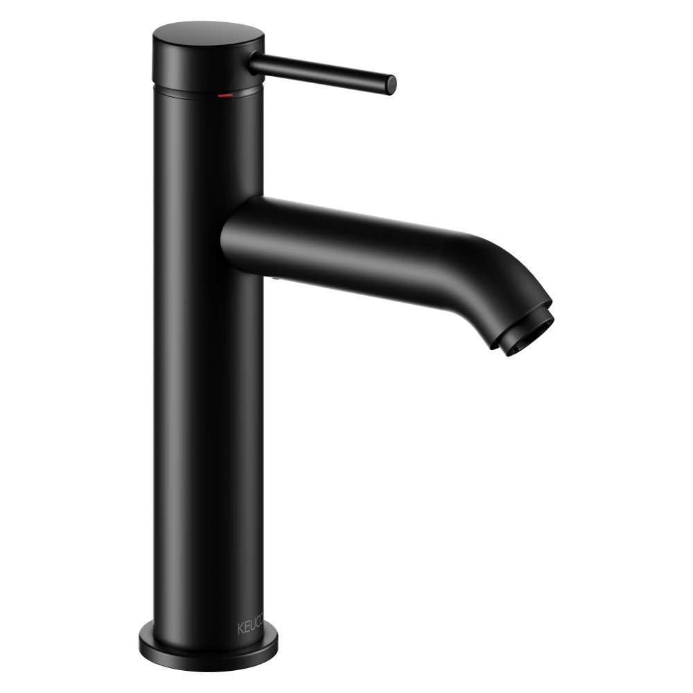 Mitigeur monocommande IXMO Soft pour lavabo 130, portée 129 mm, sans évacuation à tige de traction, rosace ronde, noir mat