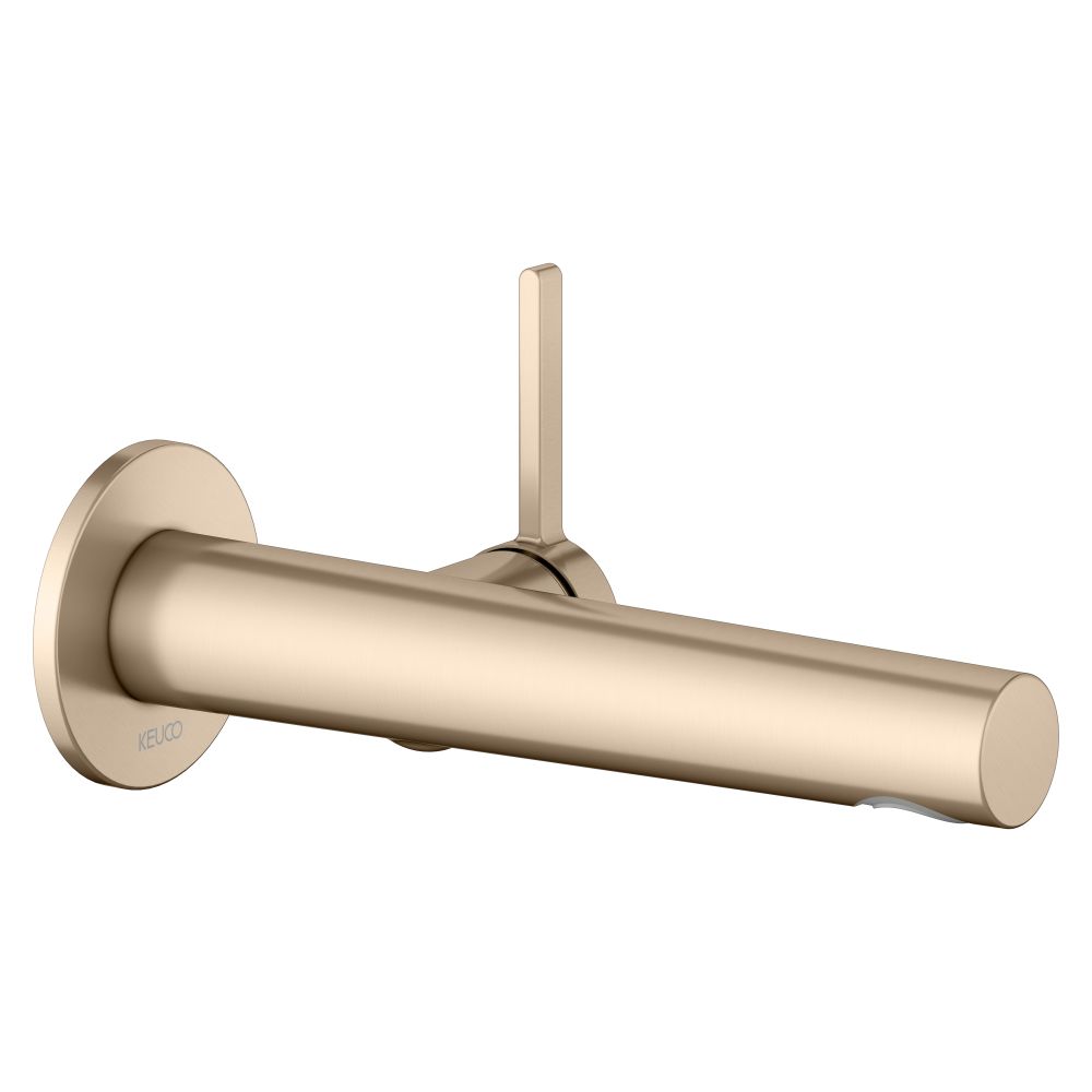 Robinet mitigeur monocommande pour lavabo Keuco Edition 400, montage encastré mural 1 trou, portée 197 mm, bronze brossé, 51516031101