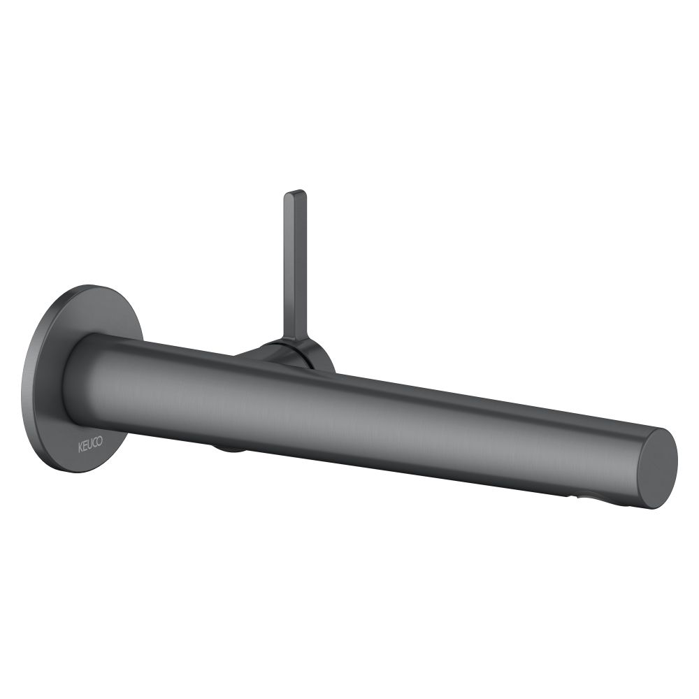 Robinet mitigeur monocommande pour lavabo Keuco Edition 400, montage encastré mural, portée 243 mm, noir chromé brossé, 51516132101