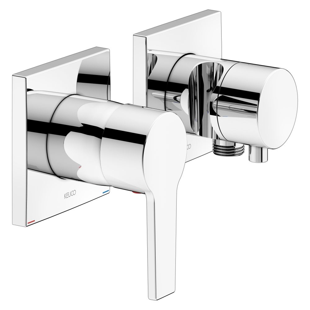 Kit mélangeur monocommande Edition 11 encastré 2 voies avec raccord flexible et support de douchette Keuco, chromé, 51151011222