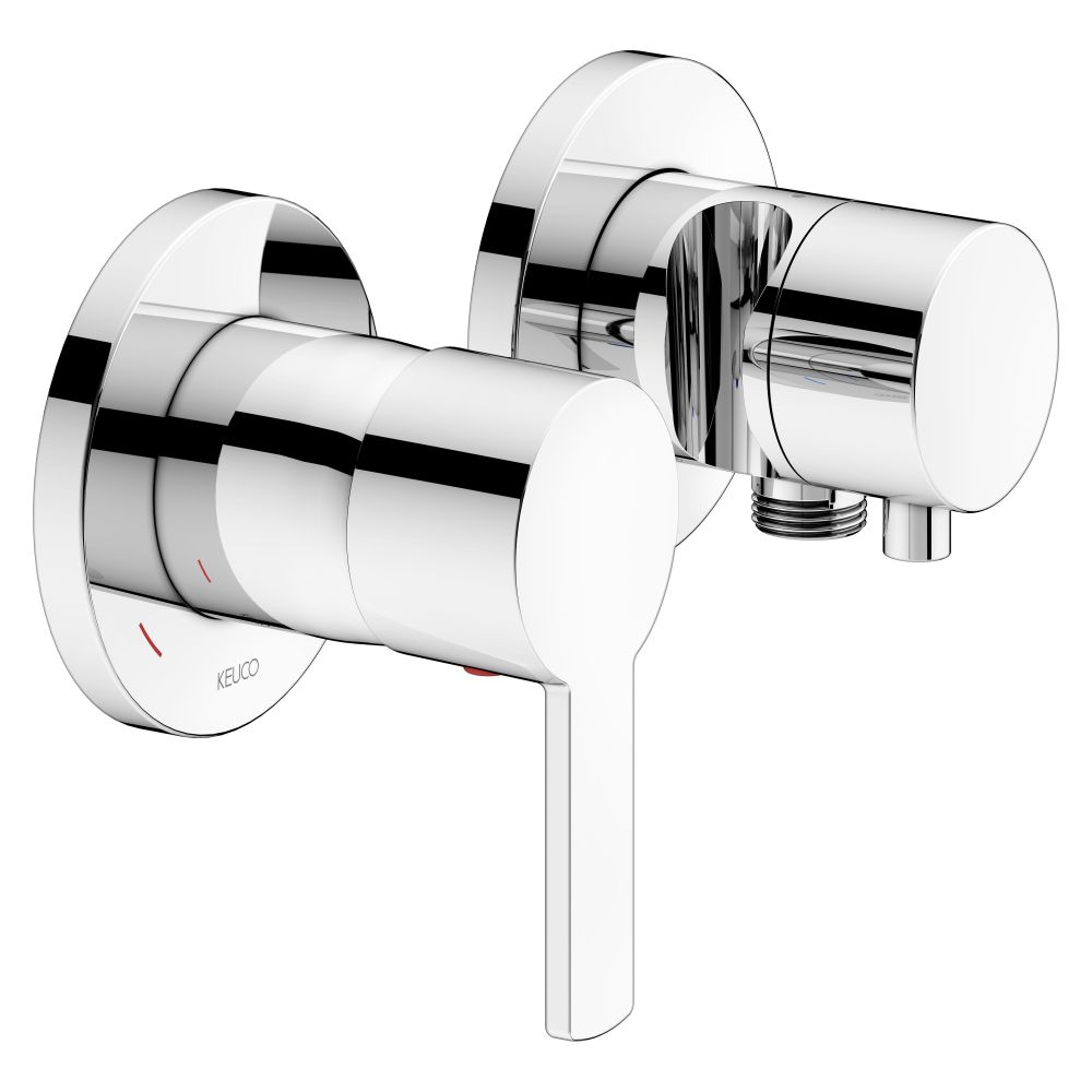 Mélangeur monocommande encastré Keuco Plan Blue 2 voies, avec raccord flexible et support de pommeau, chromé, 53951011221