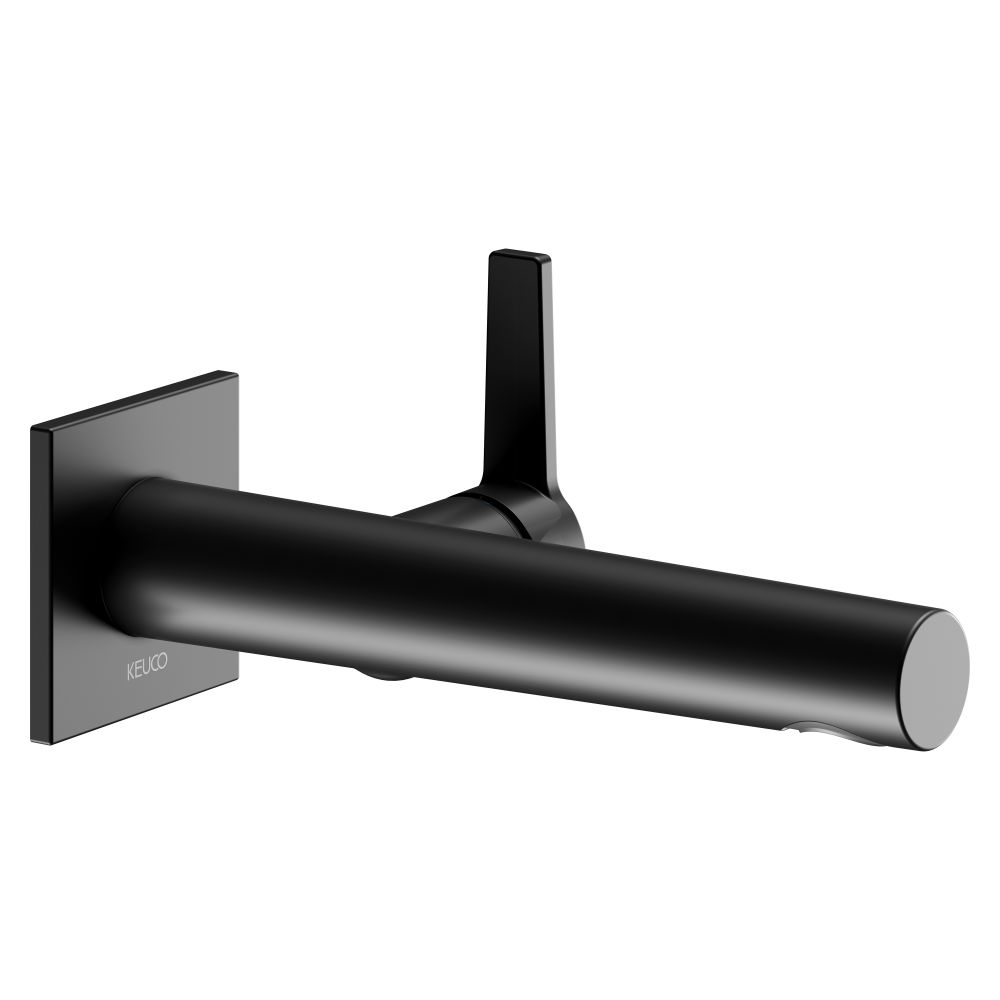 Mélangeur monocommande pour lavabo Keuco Edition 11, montage encastré mural, 2 trous, portée 165 mm, noir mat, 51116370201