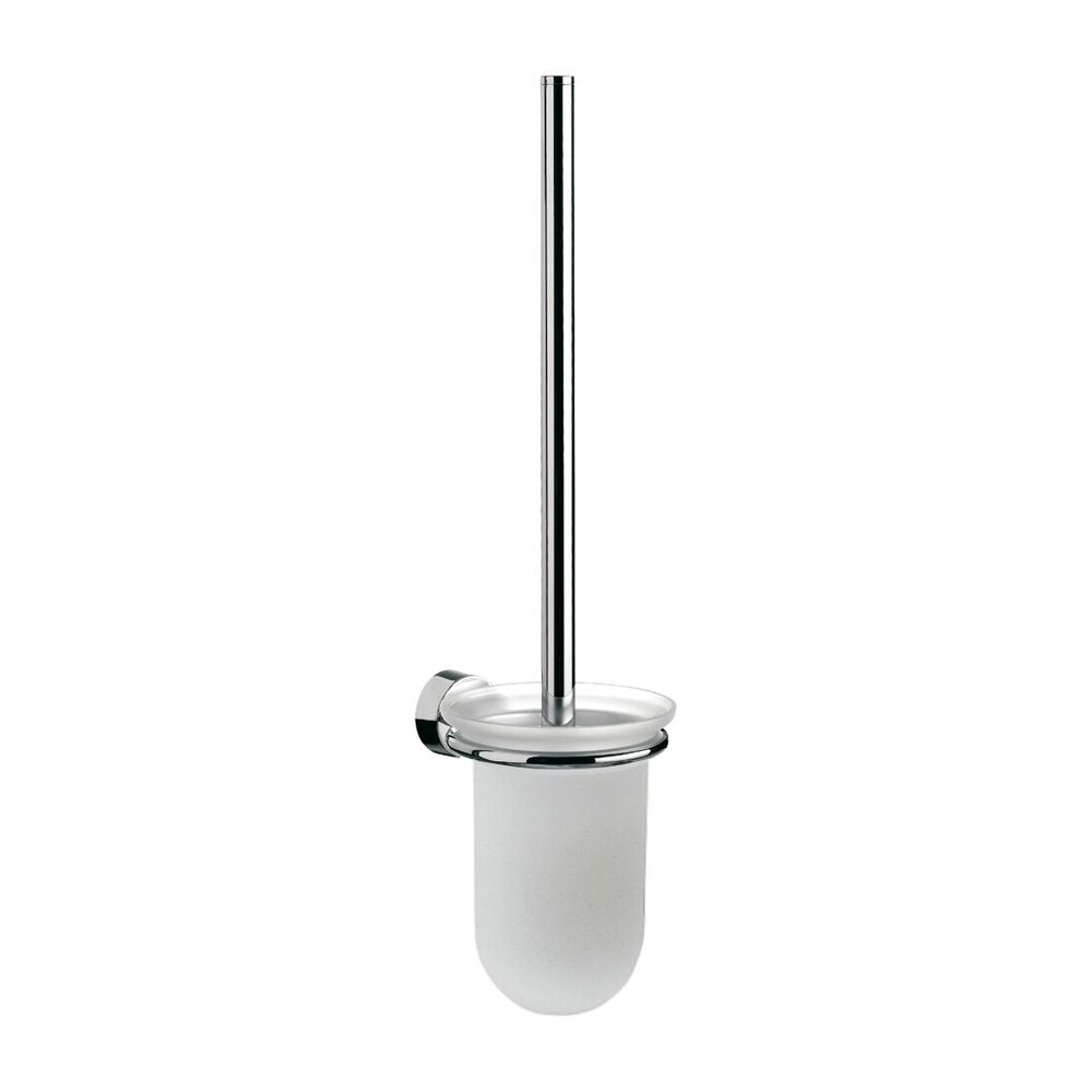 emco Rondo 2 Garniture de brosse WC montage mural verre mat satiné tige chromée Zamak avec matériel de fixation
