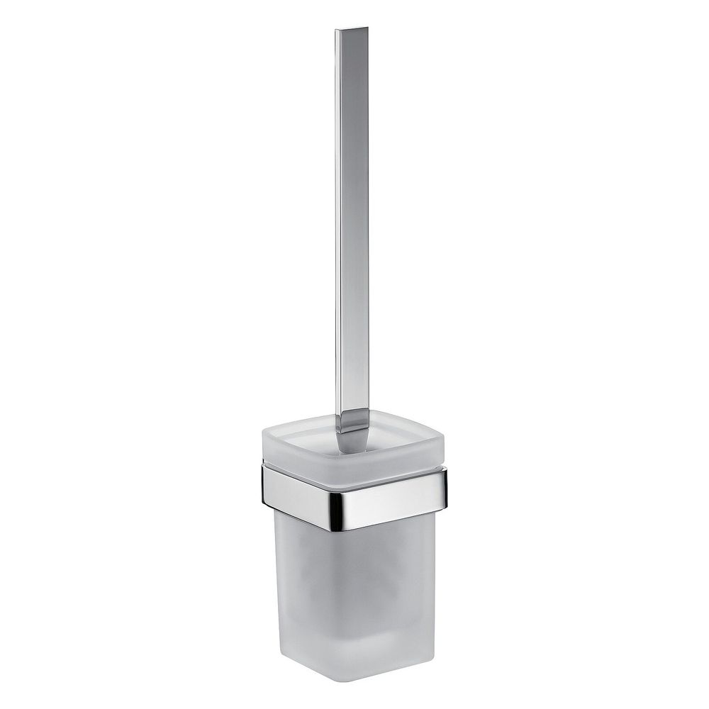 Garniture de brosse WC emco Loft modèle mural en verre mat satiné chromé Zamak avec matériel de fixation