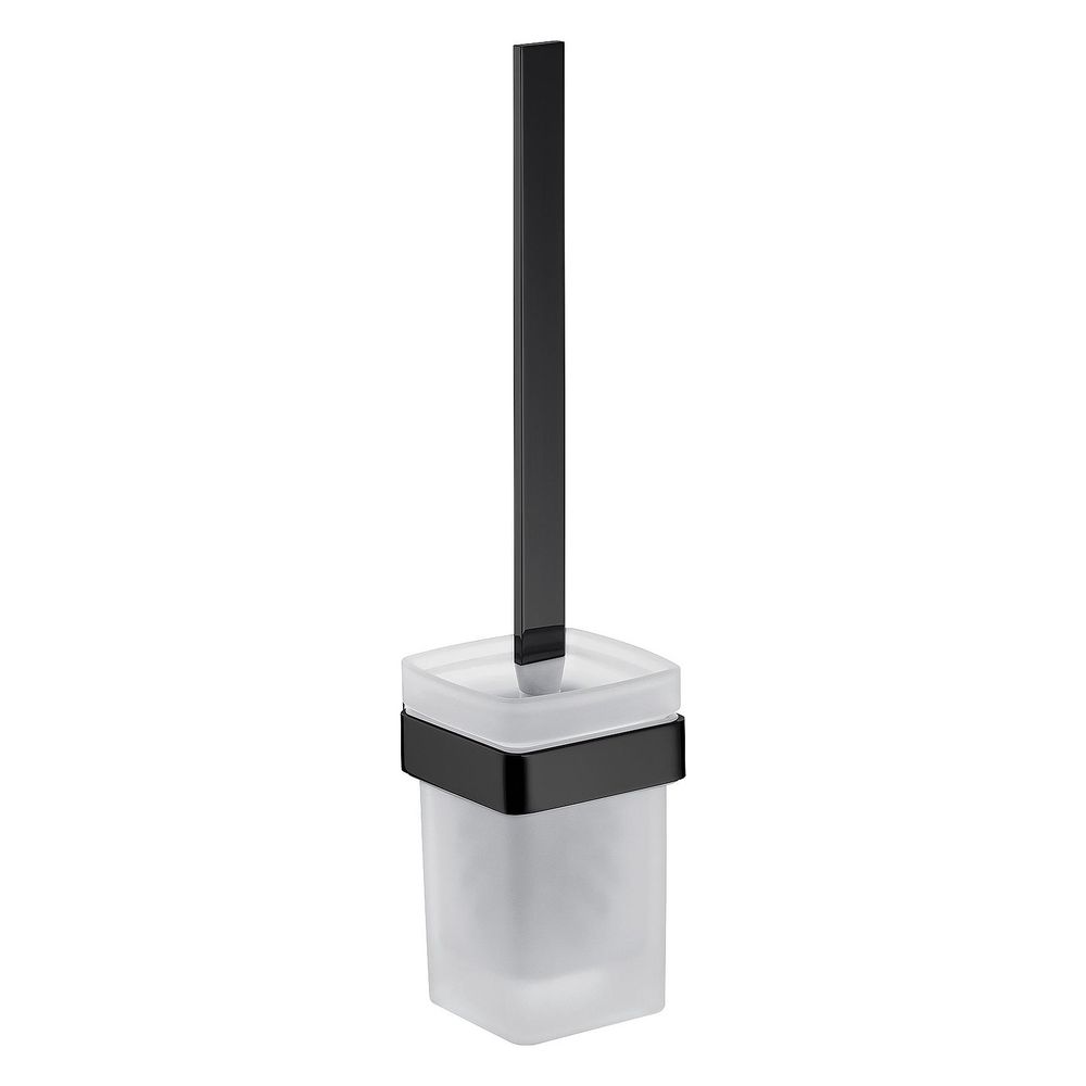 Garniture de brosse WC emco Loft en verre mat noir avec fixation murale et matériel de fixation Zamak