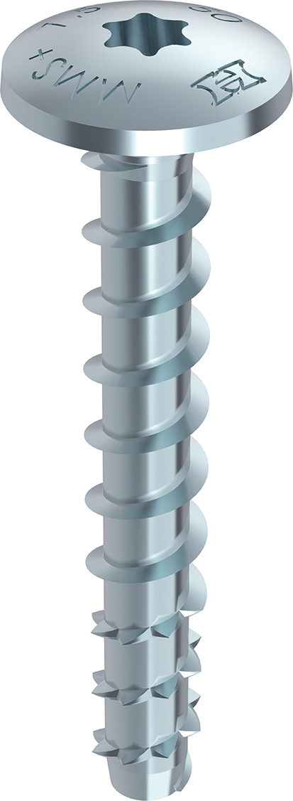 HECO MULTI-MONTI-plus MS 7,5 mm - Cheville à vis pour rails de montage, T-Drive, bleu zingué A2K — lot de 100 pièces