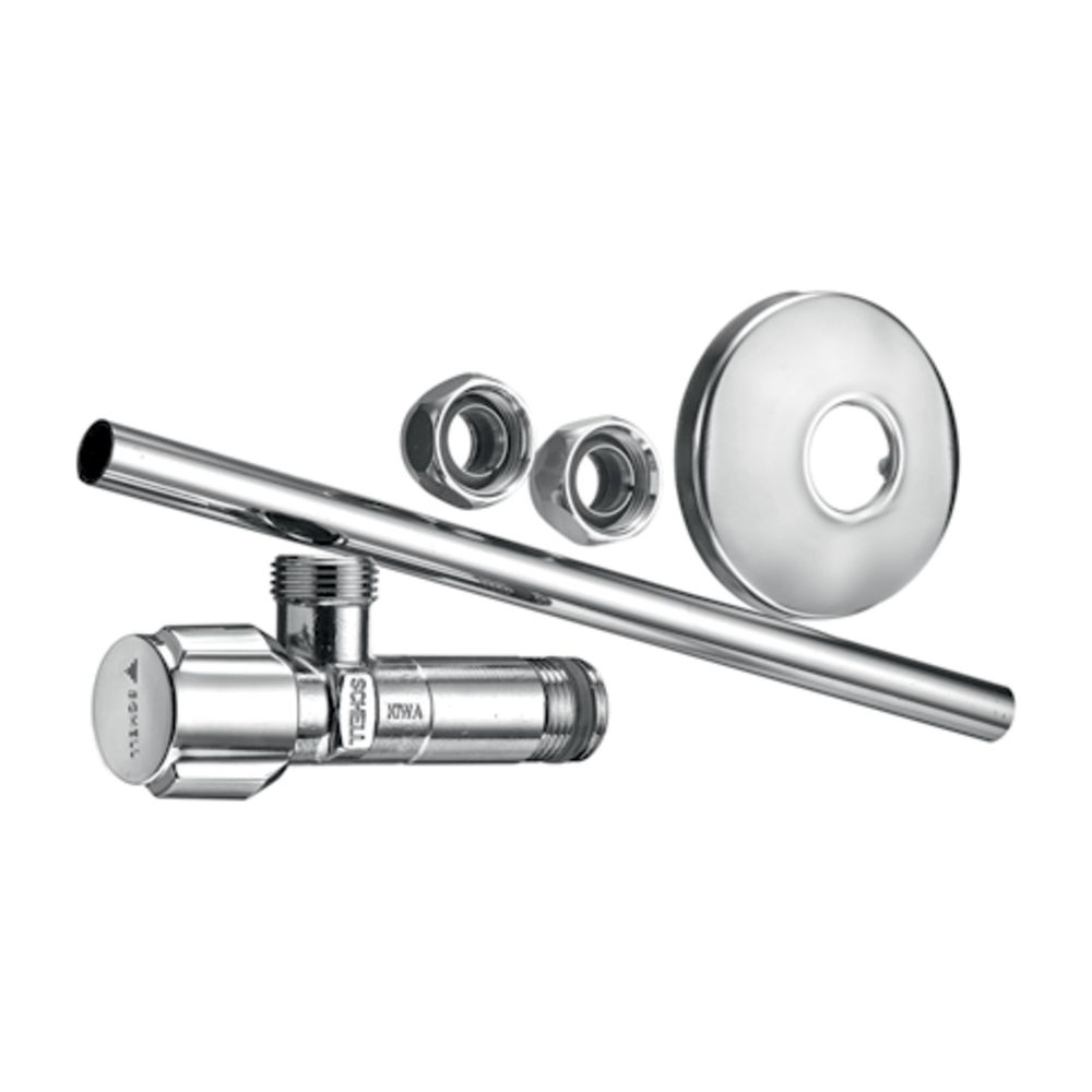 Ensemble robinet d'angle Comfort Schell, tube en cuivre 2 x raccord, ASAG easy, Kiwa, DN 10 G 3/8" Chromé