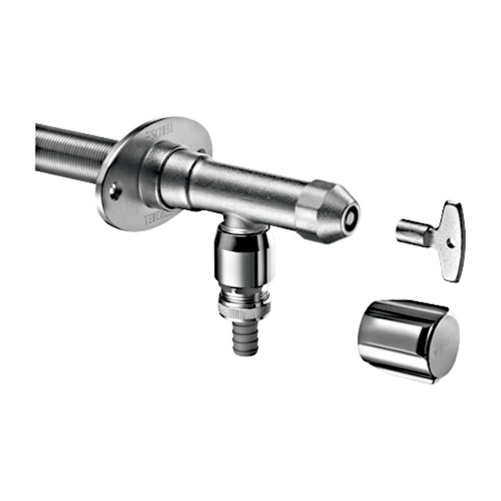 Ensemble robinetterie murale extérieure Schell Polar II, RV, RB, antigel, kit d'installation DN 15 G 1/2", chromé mat