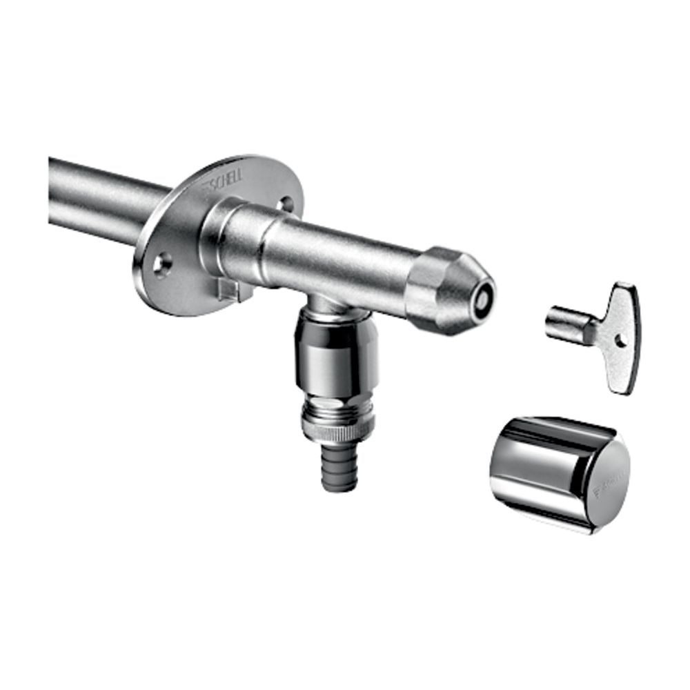 Schell Polar II Robinet de raccordement mural extérieur, RV, RB antigel, Robinet complet DN 15 G 1/2", Mattchrom