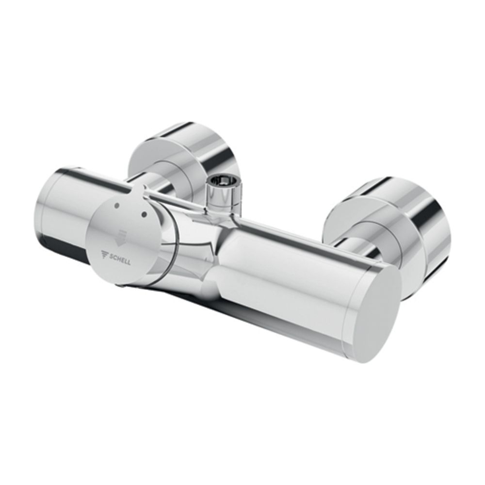 Robinetterie de douche Schell Vitus VD-SC-M/o à poser, eau mitigée, fermeture automatique, raccordement supérieur, 2 x DN 15 G 1/2", chromé