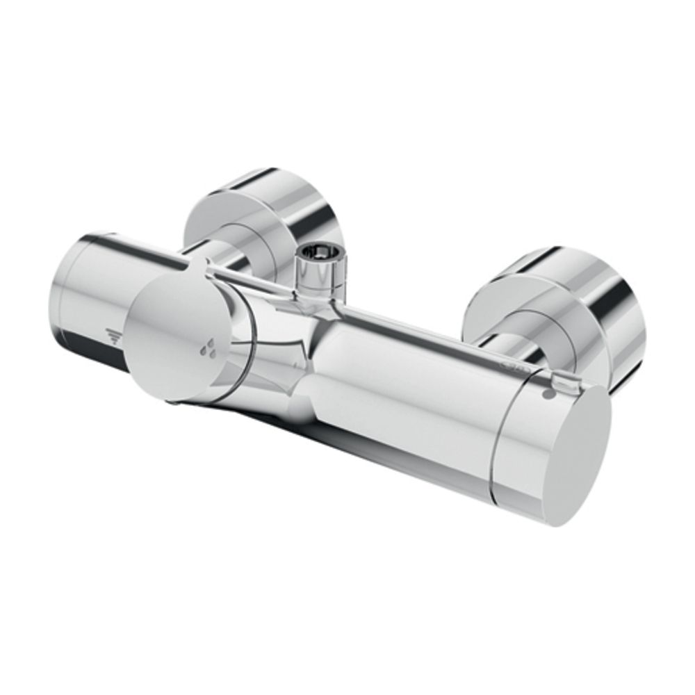 Schell Vitus VD-T/o Douchette de douche à poser, eau mitigée, ouverture/fermeture, thermostatique, raccordement par le haut, 2 x DN 15 G 1/2", Chrome