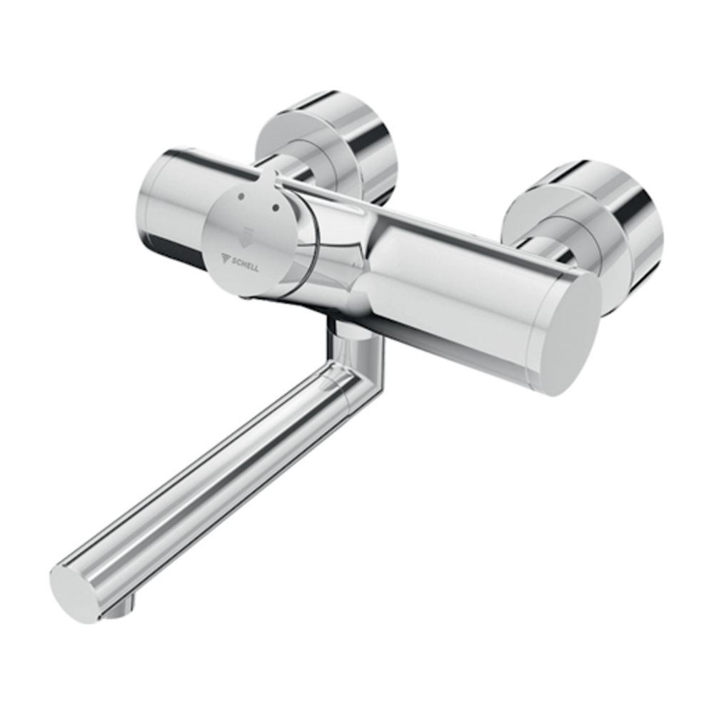 Schell Vitus VW-SC-M Robinetterie de lavabo encastrée Vitus, eau mélangée, fermeture automatique, commande manuelle TD, bec de 210 mm, 2 x DN 15 G 1/2", chromé