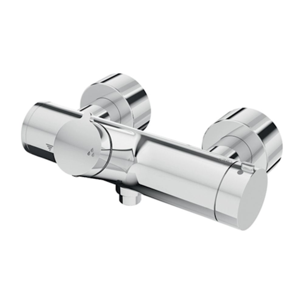 Mitigeur de douche encastré Schell Vitus VD-T/u, eau mitigée, ouverture/fermeture, thermostatique, commande manuelle TD, raccordement par le bas, 2 x DN 15 G 1/2", chromé