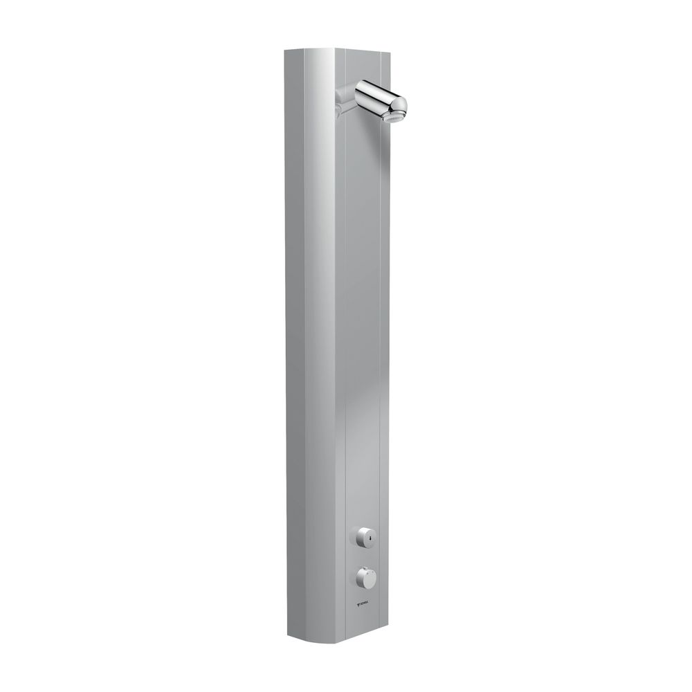 Panneau de douche Schell Linus DP-SC-T avec mitigeur thermostatique, 2 x DN 15 G 1/2", eau mitigée, commande manuelle TD, pommeau aérosol Duko, aluminium anodisé