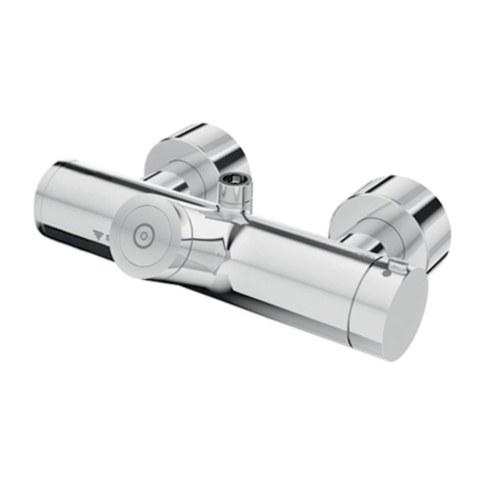 Robinetterie de douche électronique Schell Vitus VD-C-T/o à poser, arrivée d'eau en haut, mitigeur thermostatique, CVD SWS, chromé