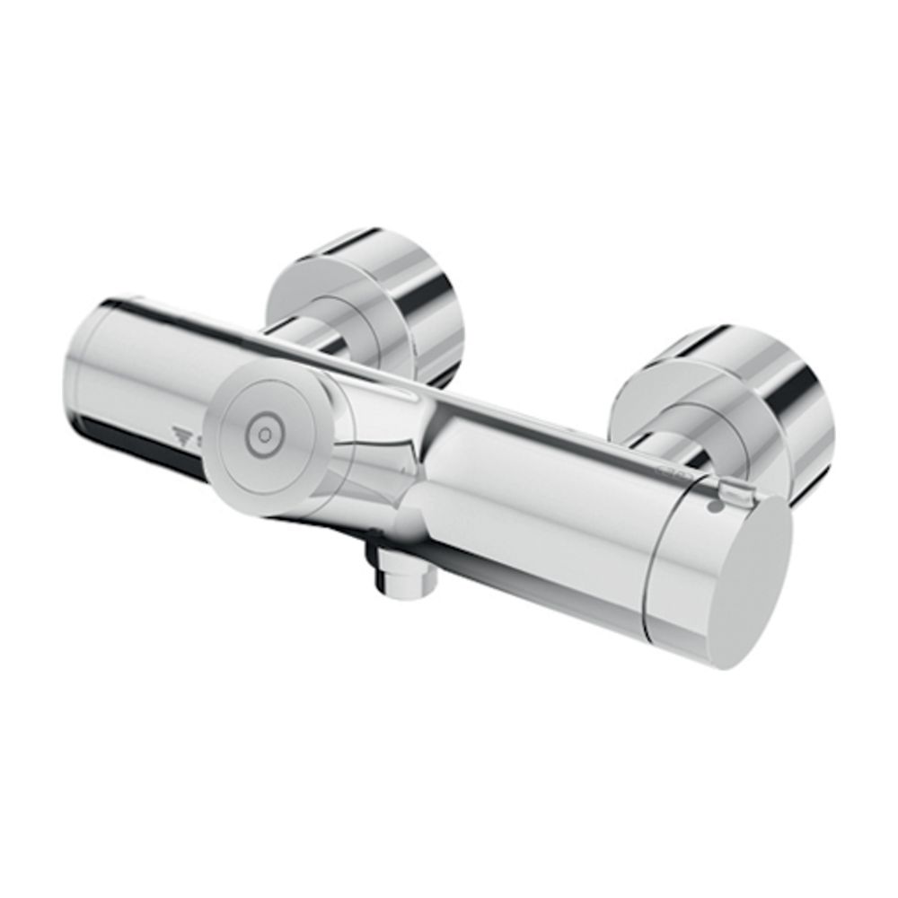 Robinetterie de douche électronique Schell Vitus VD-C-T/u à poser, arrivée d'eau en bas, mitigeur thermostatique, CVD SWS, chromé