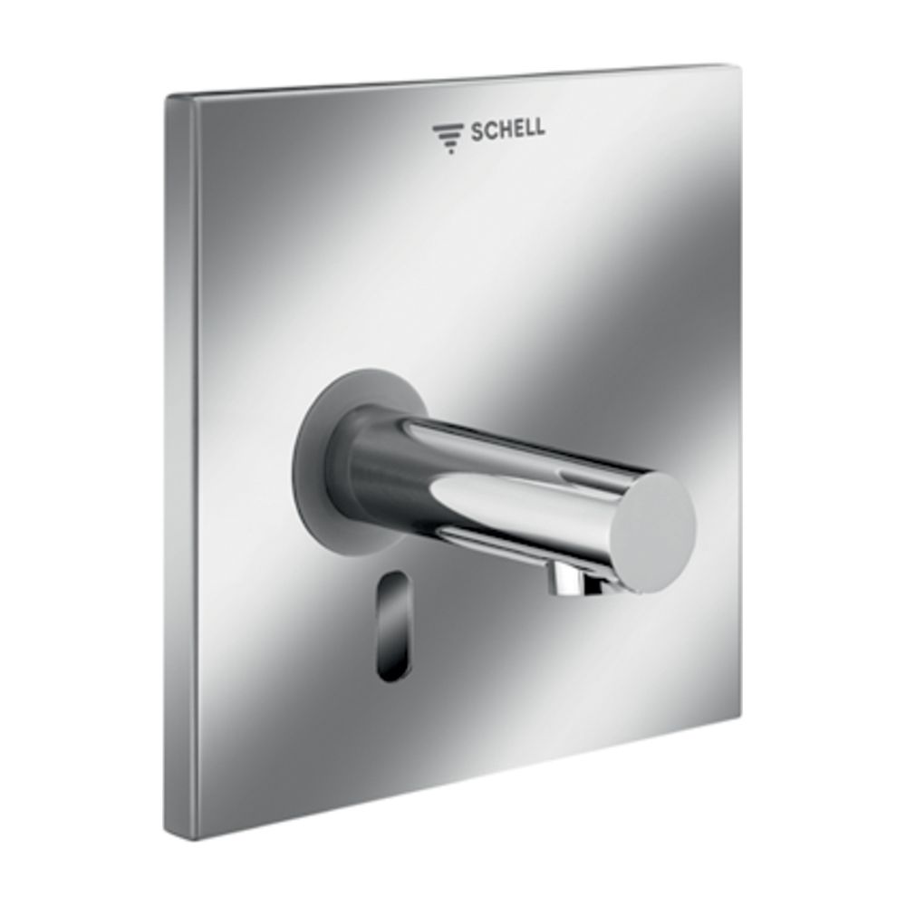 Robinetterie Schell Linus W-E-V pour lavabo encastré, eau froide infrarouge, alimentation par piles, portée 230 mm, inox