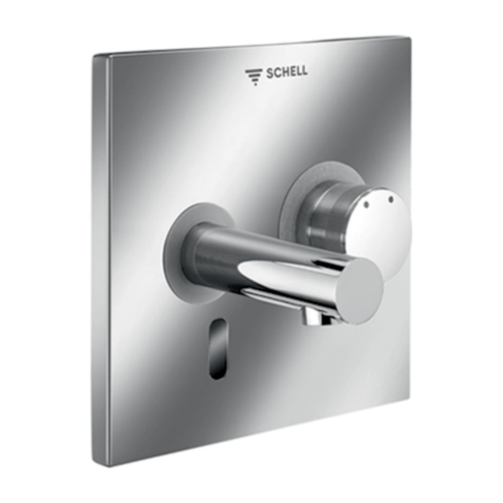 Robinetterie encastrée pour lavabo Schell Linus W-E-M, eau mélangée infrarouge, alimentation encastrée, bec 170 mm, acier inoxydable