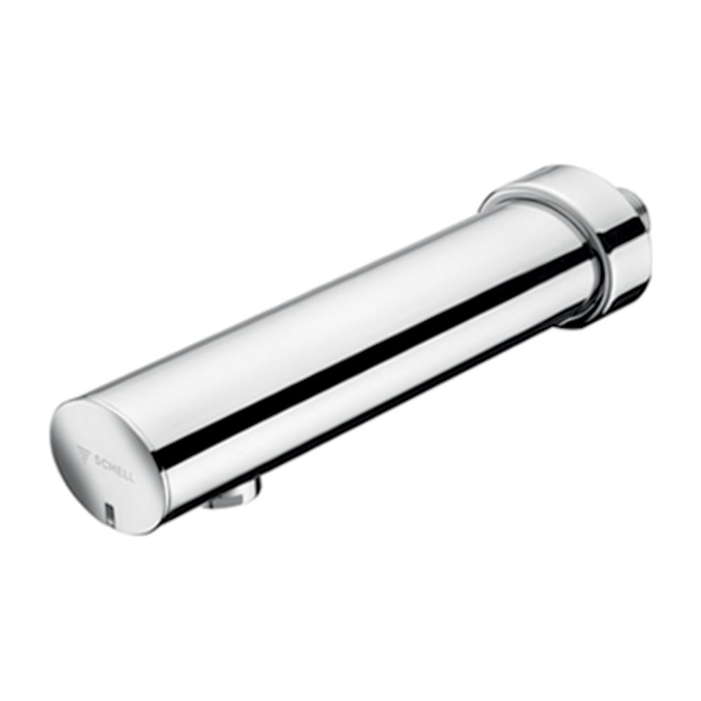 Robinetterie électronique Schell Modus E HD-K pour lavabo, eau froide haute pression, bec mural 187 mm, alimentation par piles, chromé