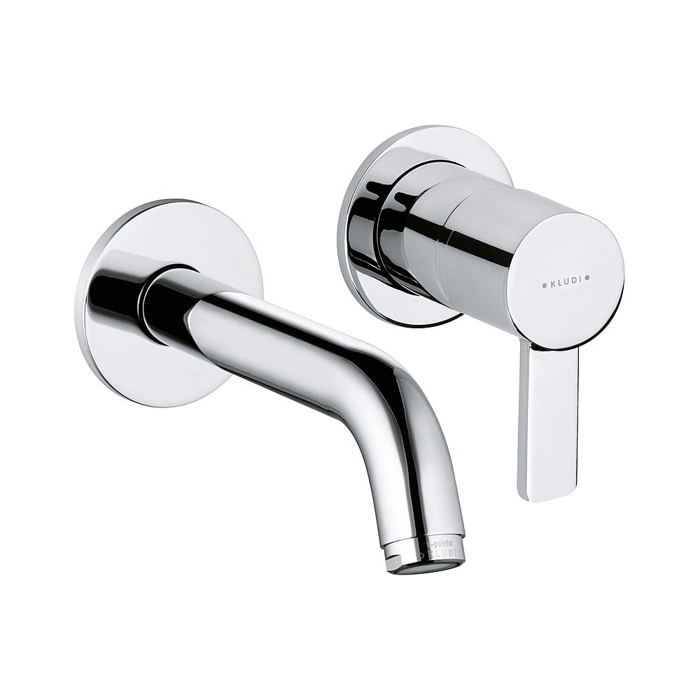 Mitigeur monocommande KLUDI ZENTA pour lavabo à deux trous, montage mural, portée 180 mm, chromé
