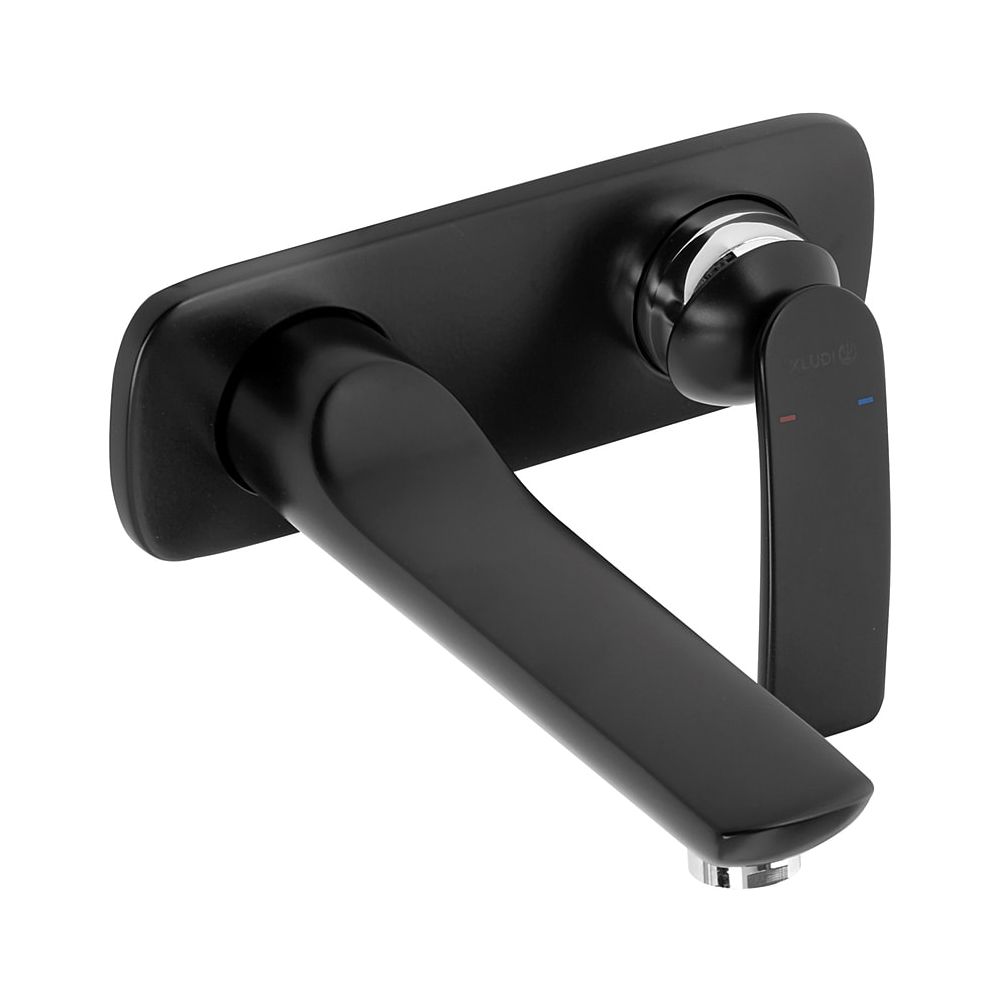 Mitigeur monocommande KLUDI BALANCE pour lavabo mural 2 trous, portée 180 mm, finition noir mat/chrome