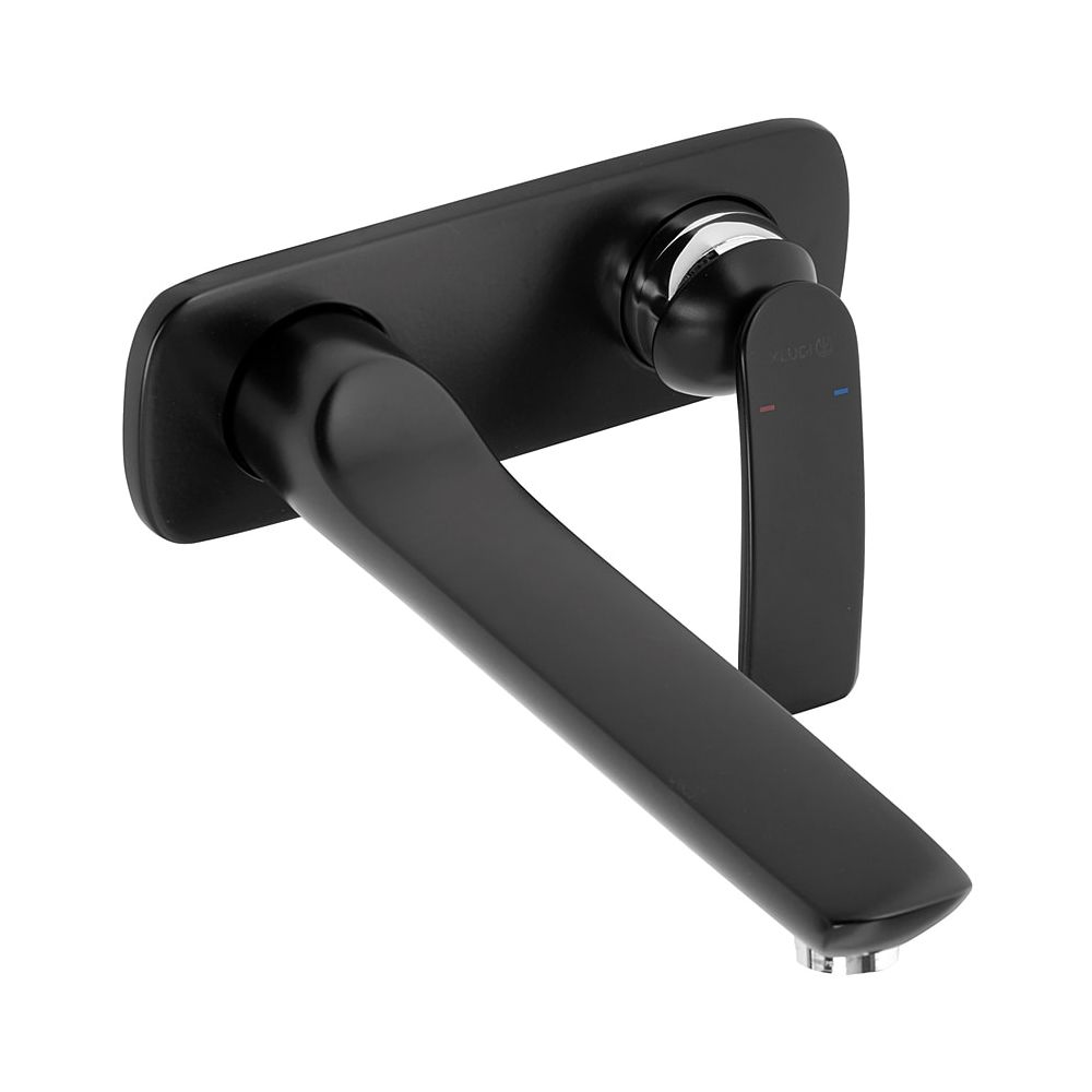 Mitigeur monocommande KLUDI BALANCE pour lavabo mural 2 trous portée 220 mm noir mat/chromé