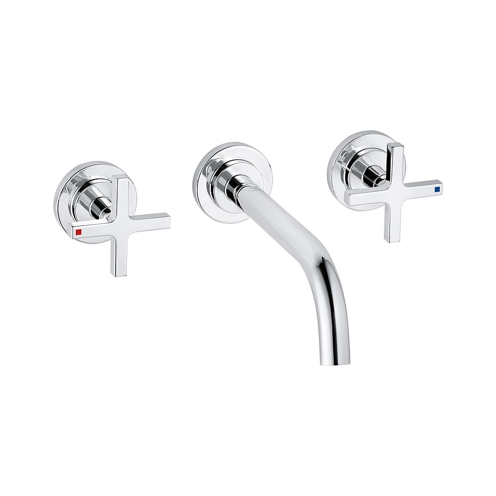 Robinetterie KLUDI NOVA FONTE 3 trous pour lavabo CLASSIC montage mural encastré 180 mm chromé