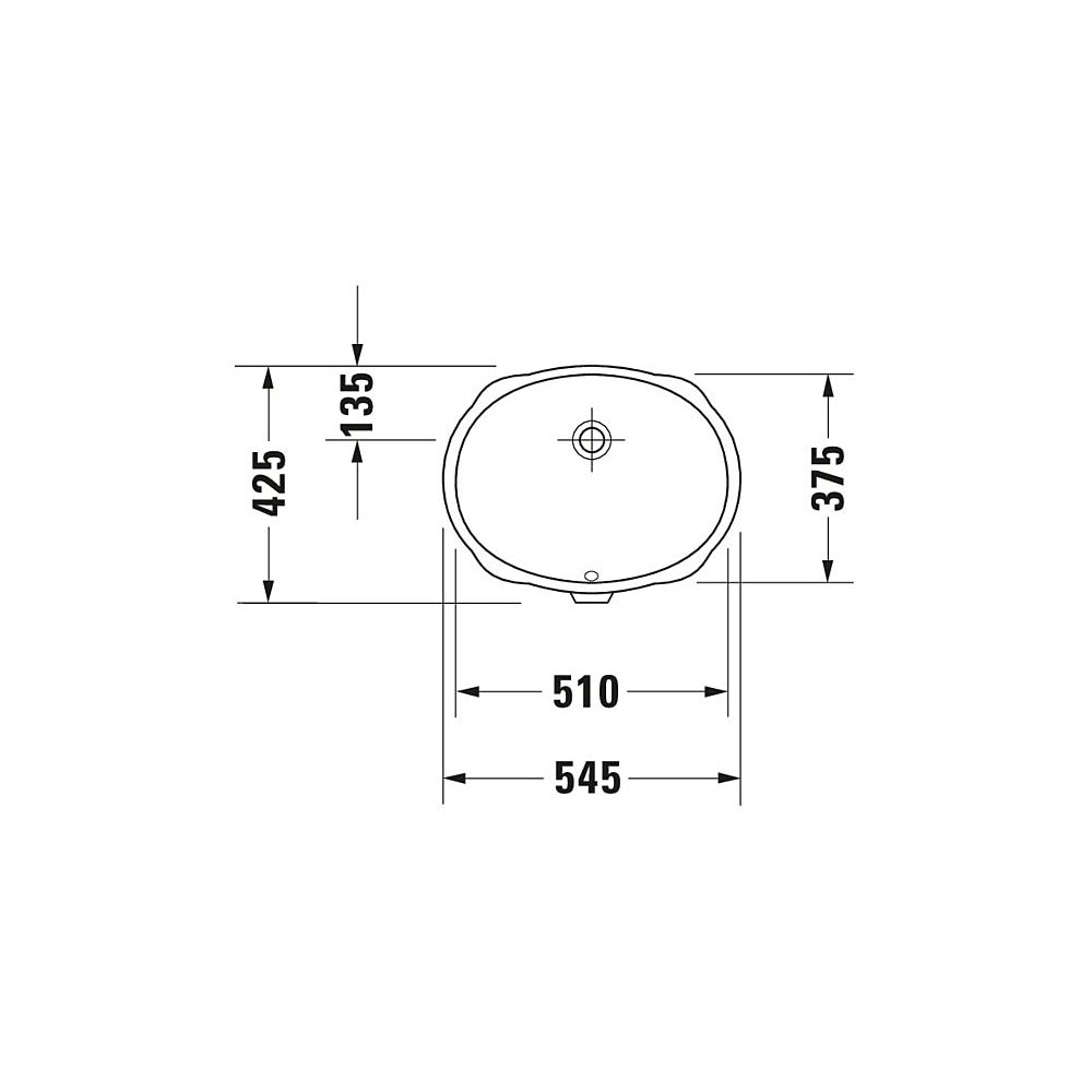 Duravit Design Classics Lavabo encastrable 375x510x200mm, blanc brillant, sans trou de robinetterie, avec débordement, encastrable par le bas