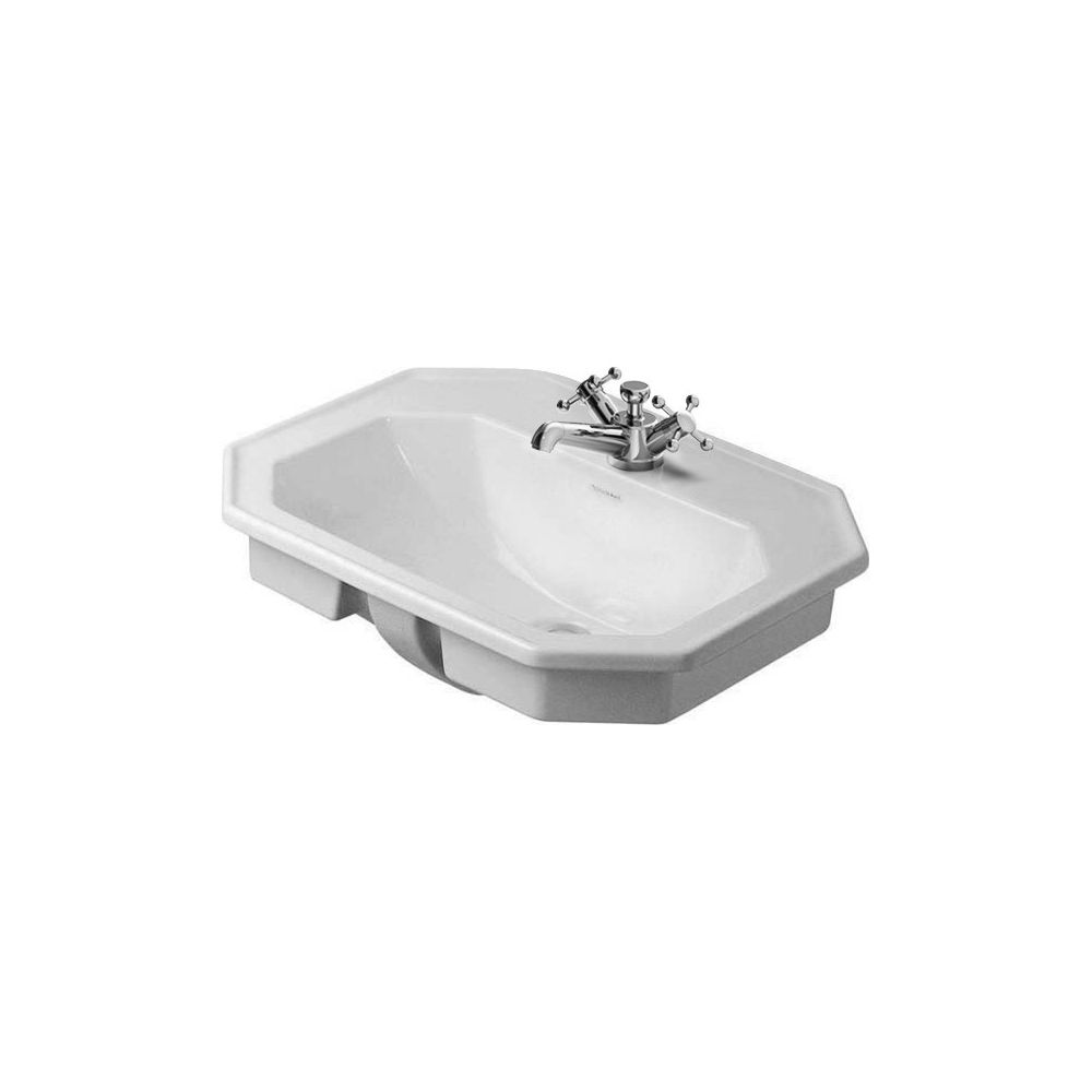 Lavabo encastré Duravit Série 1930 470x580x225 mm, Blanc brillant, avec robinetterie intégrée/débordement, 1 trou, encastrable par le haut