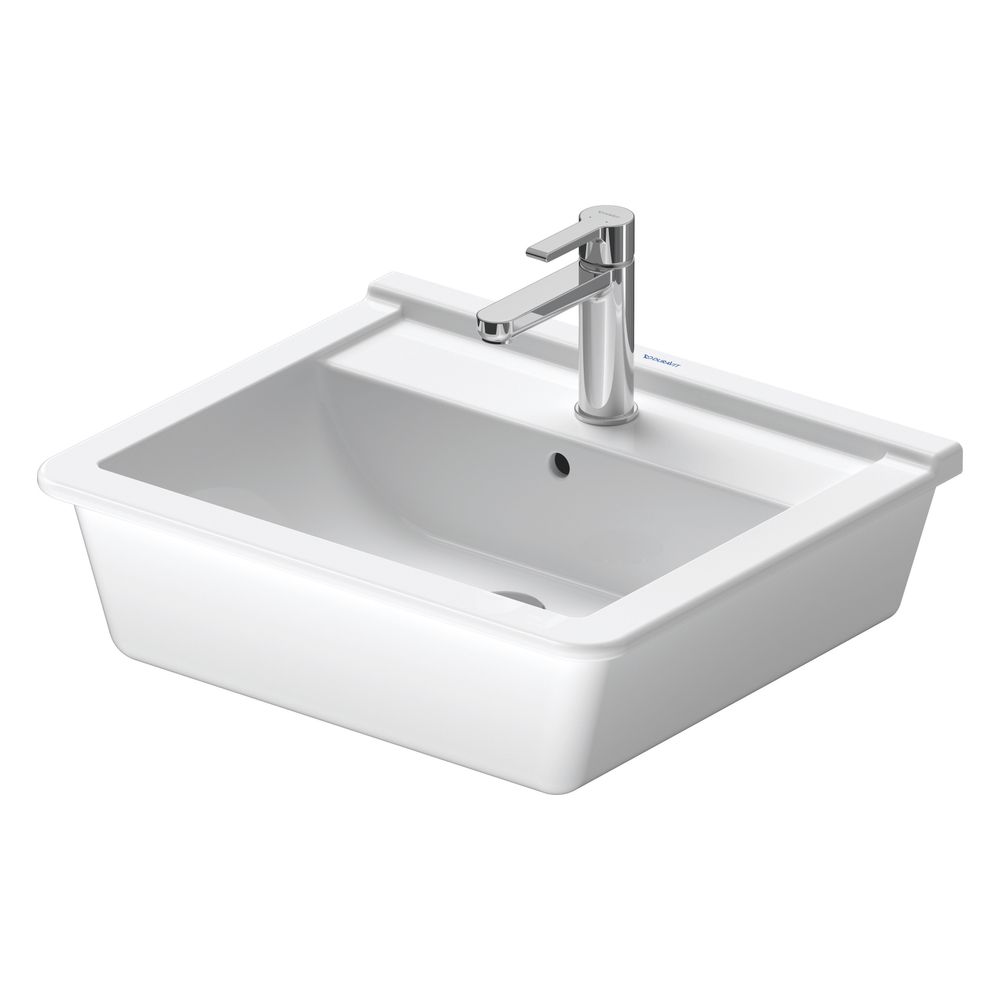 Duravit Starck 3 meuble-lavabo encastrable 465x560x230mm, blanc brillant, avec trou de robinetterie/débord, 1 trou, encastrable par le haut