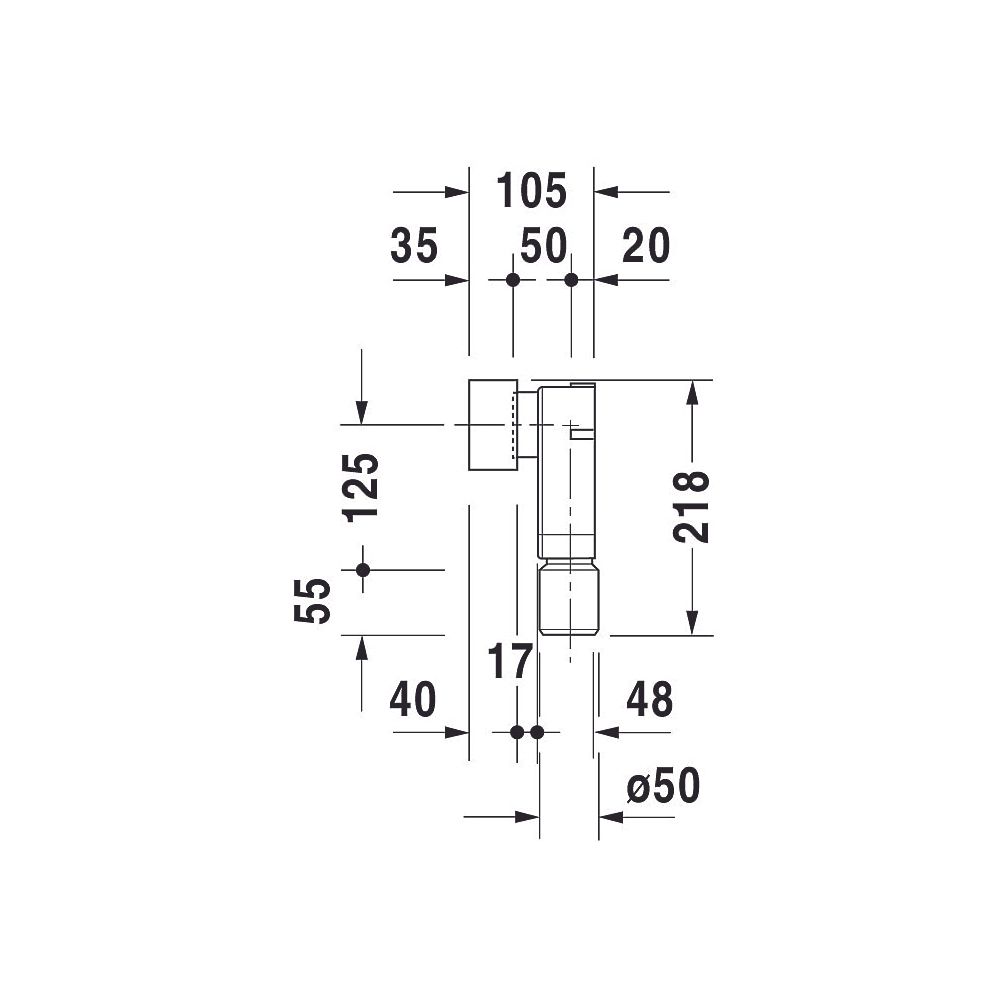 Siphon encastré Duravit 185x255x120 mm pour lavabo Architec, incluant accessoires de raccordement