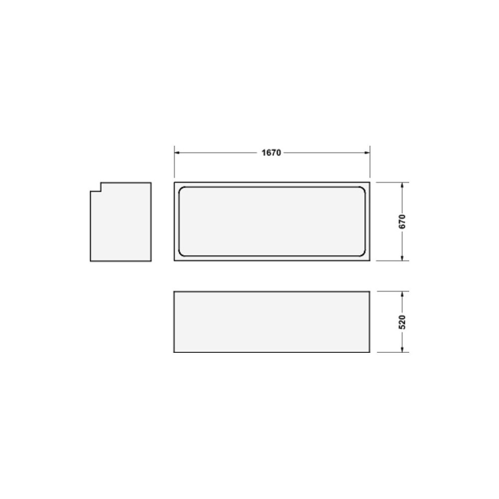 Support de baignoire Duravit D-Code, 670x1670x520 mm, Rectangulaire, paroi latérale droite pour 700097