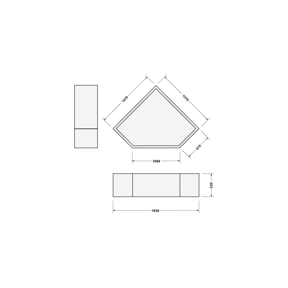 Support de baignoire Duravit D-Code 370x1370x520mm, rectangulaire, paroi latérale droite pour modèle 700137