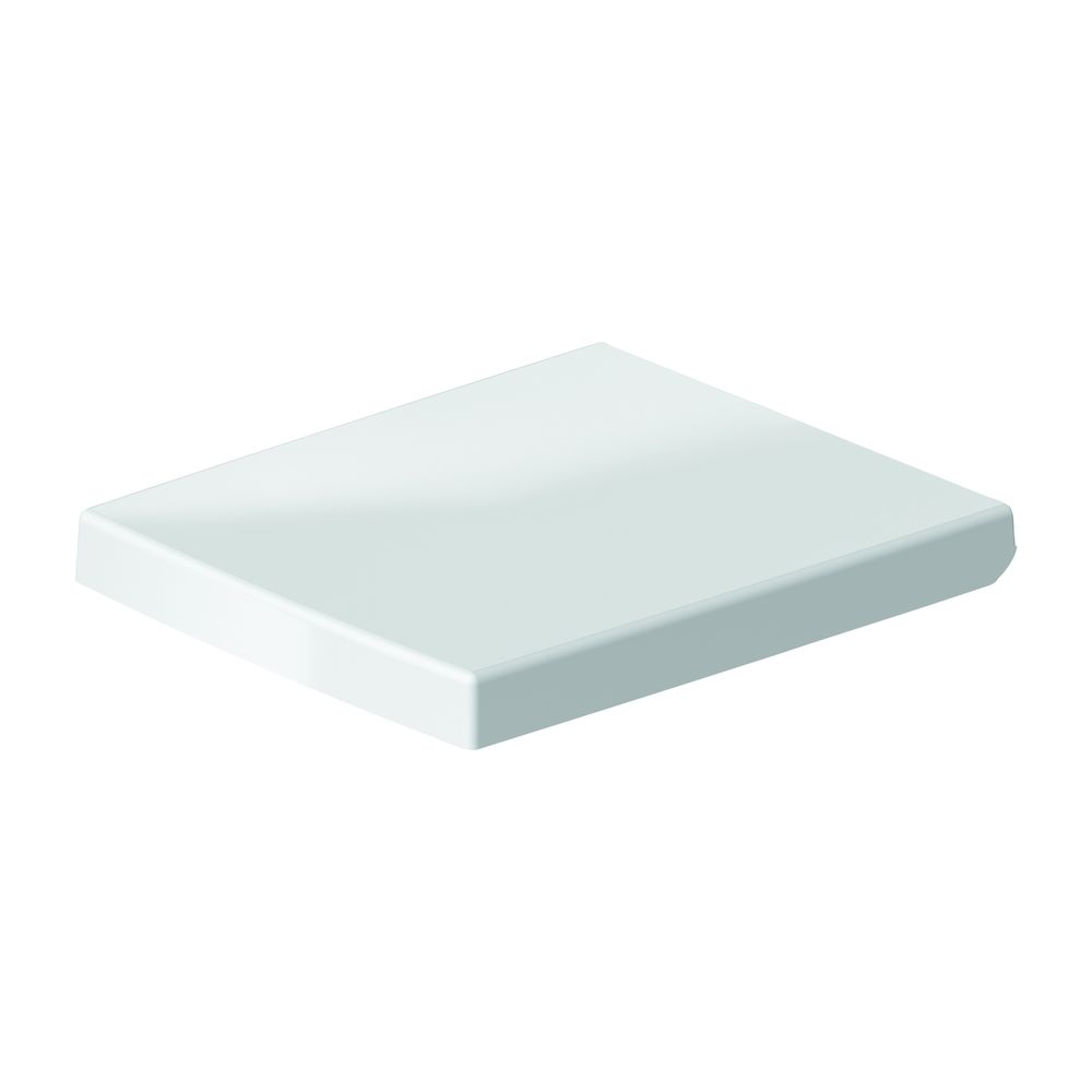 Siège WC Duravit Vero rectangulaire, blanc haute brillance 340x45x428 mm avec fermeture auto. Garniture de siège amovible. Charnières en acier inoxydable, chevauchantes