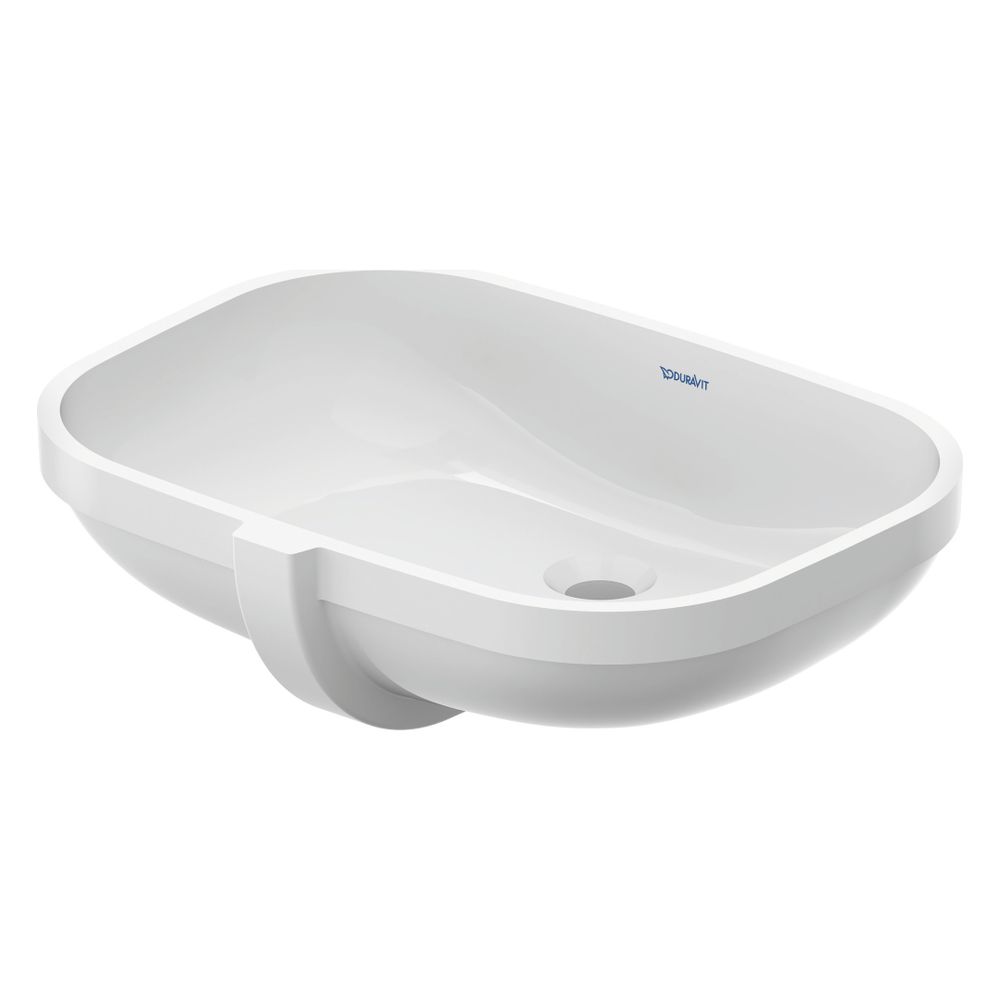 Duravit Lavabo encastré D-Code 430x560x210mm, montage par dessous, blanc brillant, sans trou de robinetterie, avec trop-plein