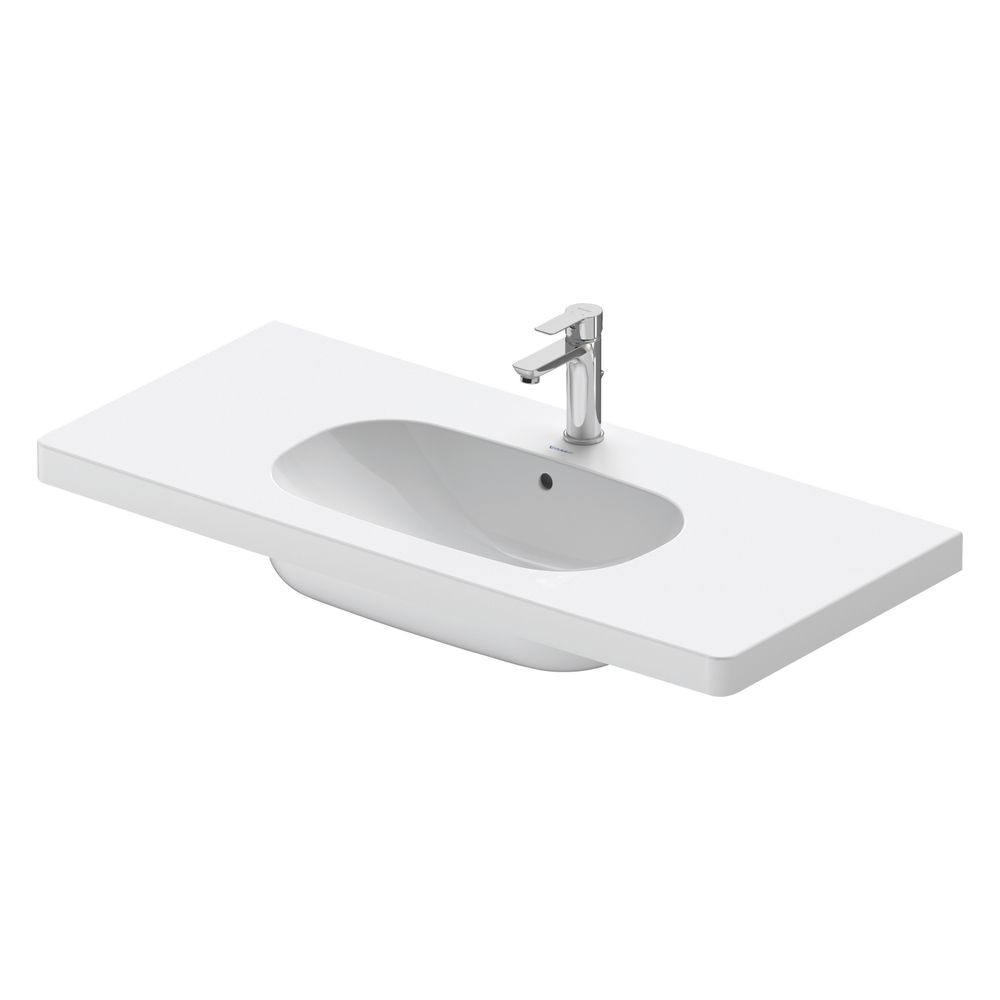 Duravit D-Code vasque 480x1050x180mm, blanc brillant, rectangulaire, 1 vasque/trou de robinet central, avec trop-plein