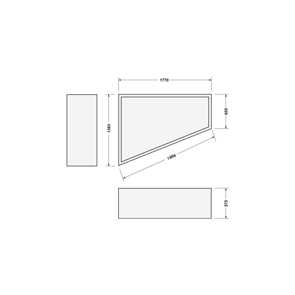 Support de baignoire Duravit Paiova 1370x1770x570mm, trapézoïdal, paroi latérale droite pour 700216