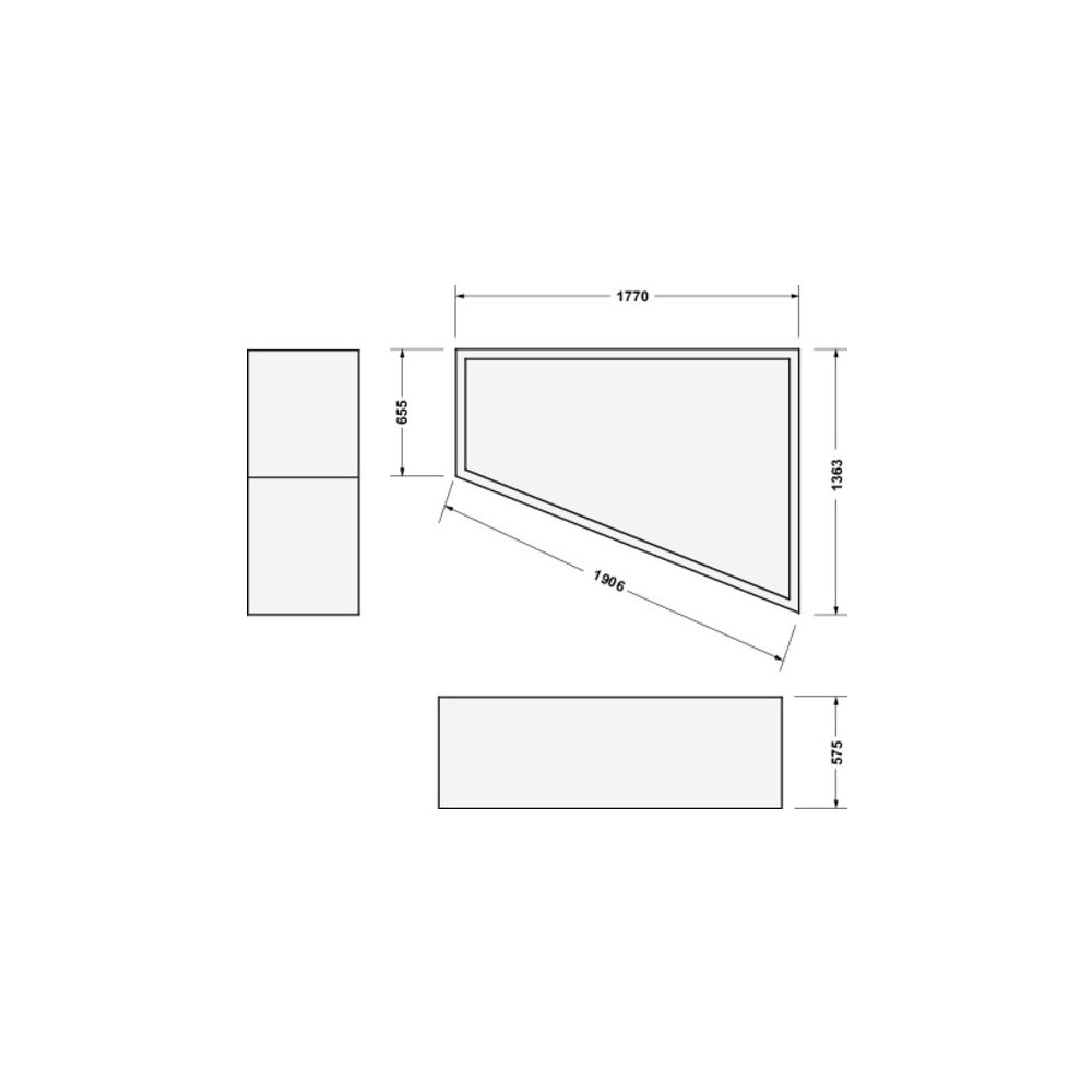Duravit Paiova Support de baignoire 1370x1770x570mm, Trapézoïdal, paroi latérale droite pour 700217