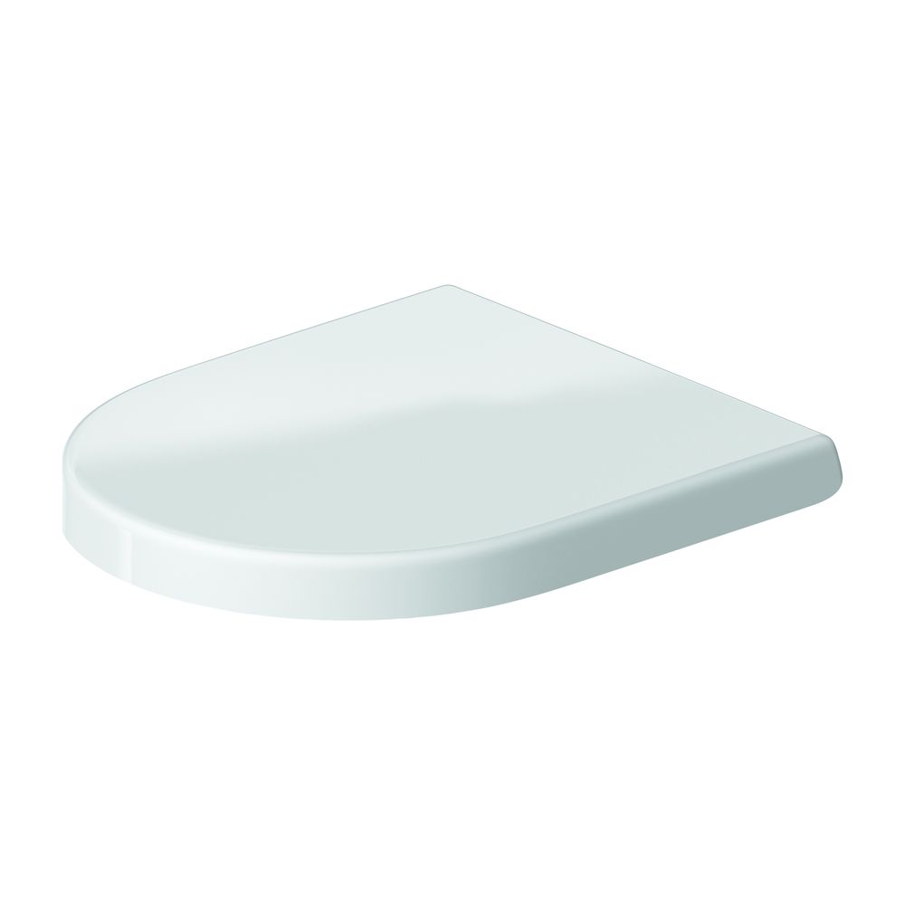 Siège de WC Duravit, forme D, blanc brillant 370x43x431mm avec fermeture automatique, garniture amovible, charnières en acier inoxydable, chevauchant