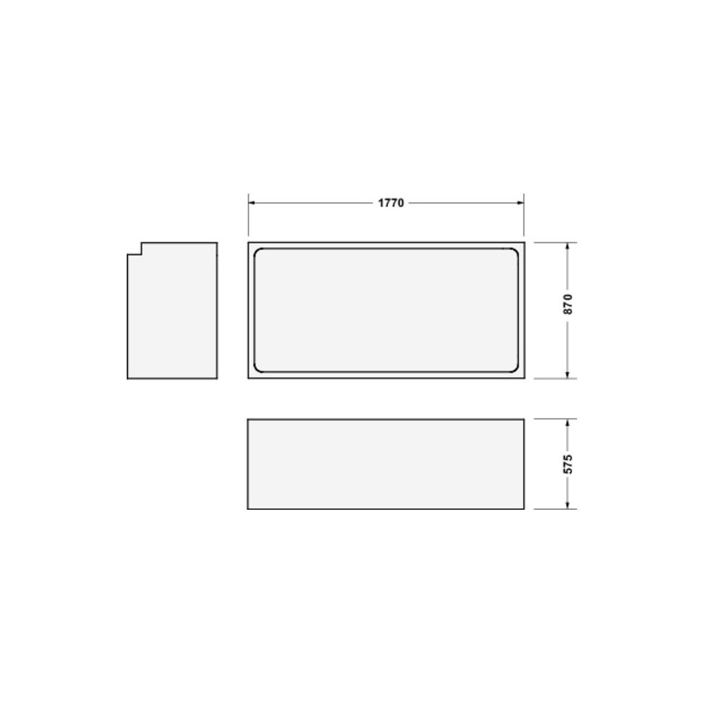 Support de baignoire Duravit Starck 870x1770x570mm, Rectangulaire, paroi latérale droite pour 700339