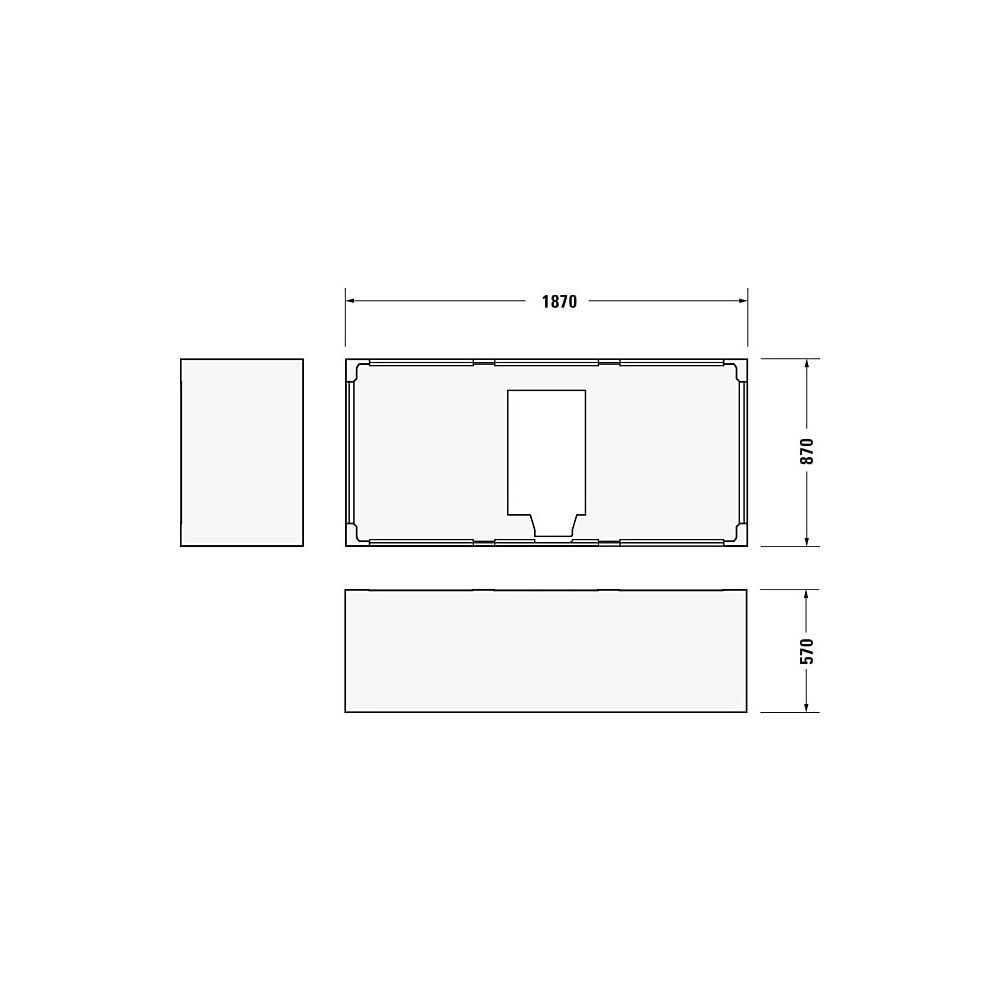 Support de baignoire Duravit DuraStyle 870x1870x570mm, rectangulaire, paroi latérale droite pour 700299