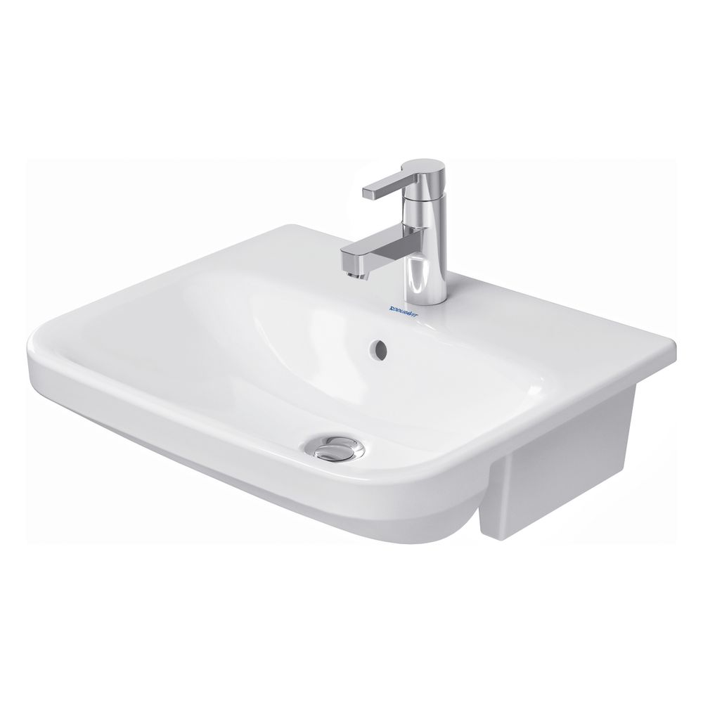Duravit DuraStyle Lavabo semi-encastré 455x550x170mm, blanc brillant, 1 trou, avec débordement, fixation pour consoles en bois