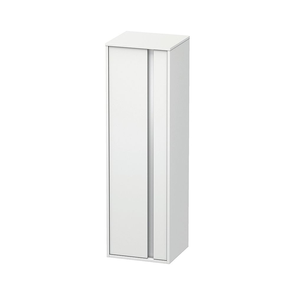 Duravit Ketho Meuble demi-haut Décor 360x400x1320mm Blanc mat, 1 porte L, Barrette de poignée Argent, 2 étagères en verre, 1 étagère en bois, 20 mm