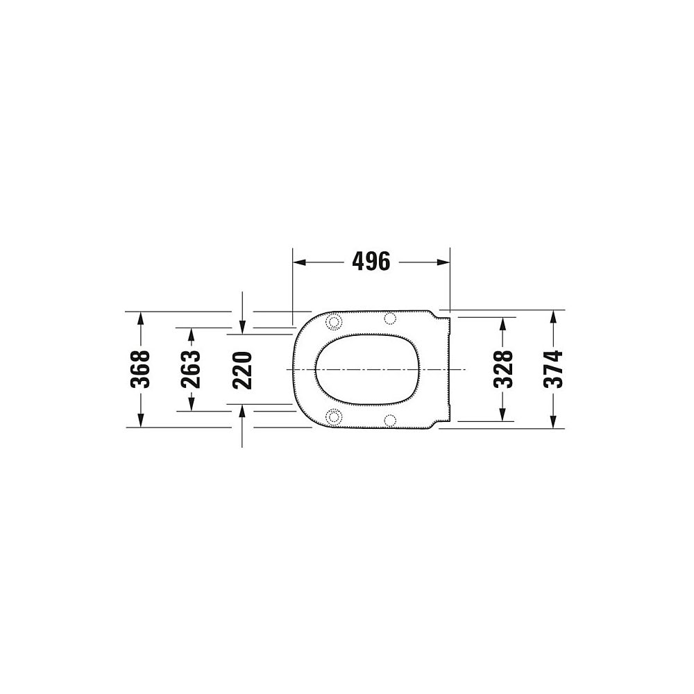 Duravit D-Code anneau de WC, blanc brillant, 368x42x496mm prolongé, tampons angulaires, axe de charnière traversant, charnières en acier inoxydable